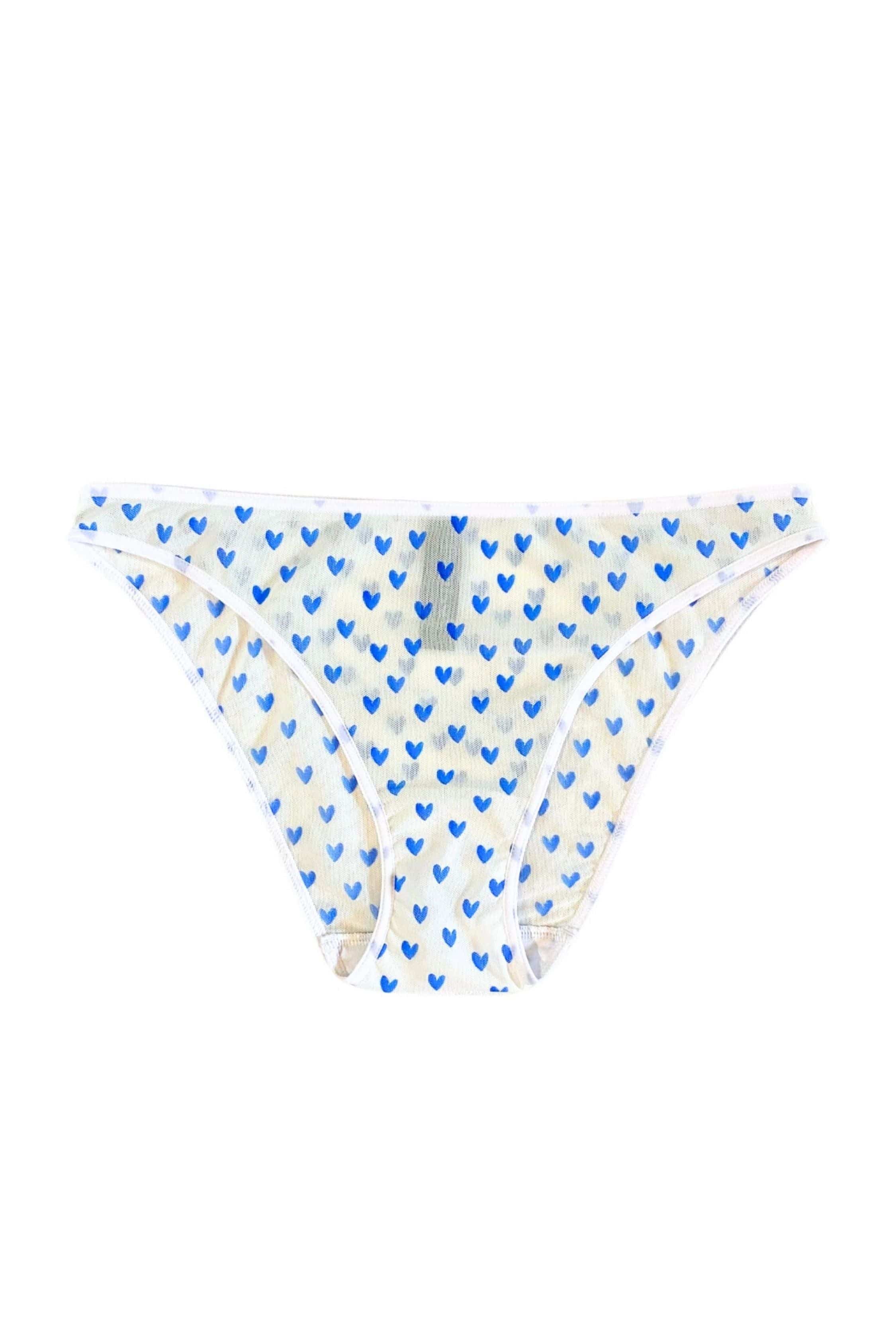 Esquisse lingerie Culotte tulle Petits Cœurs Bleus