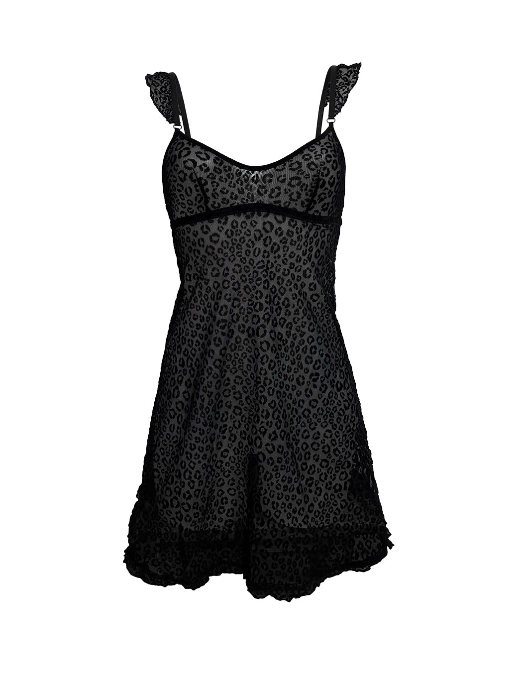 Nuisette froufrou tulle Léopard velours Esquisse lingerie