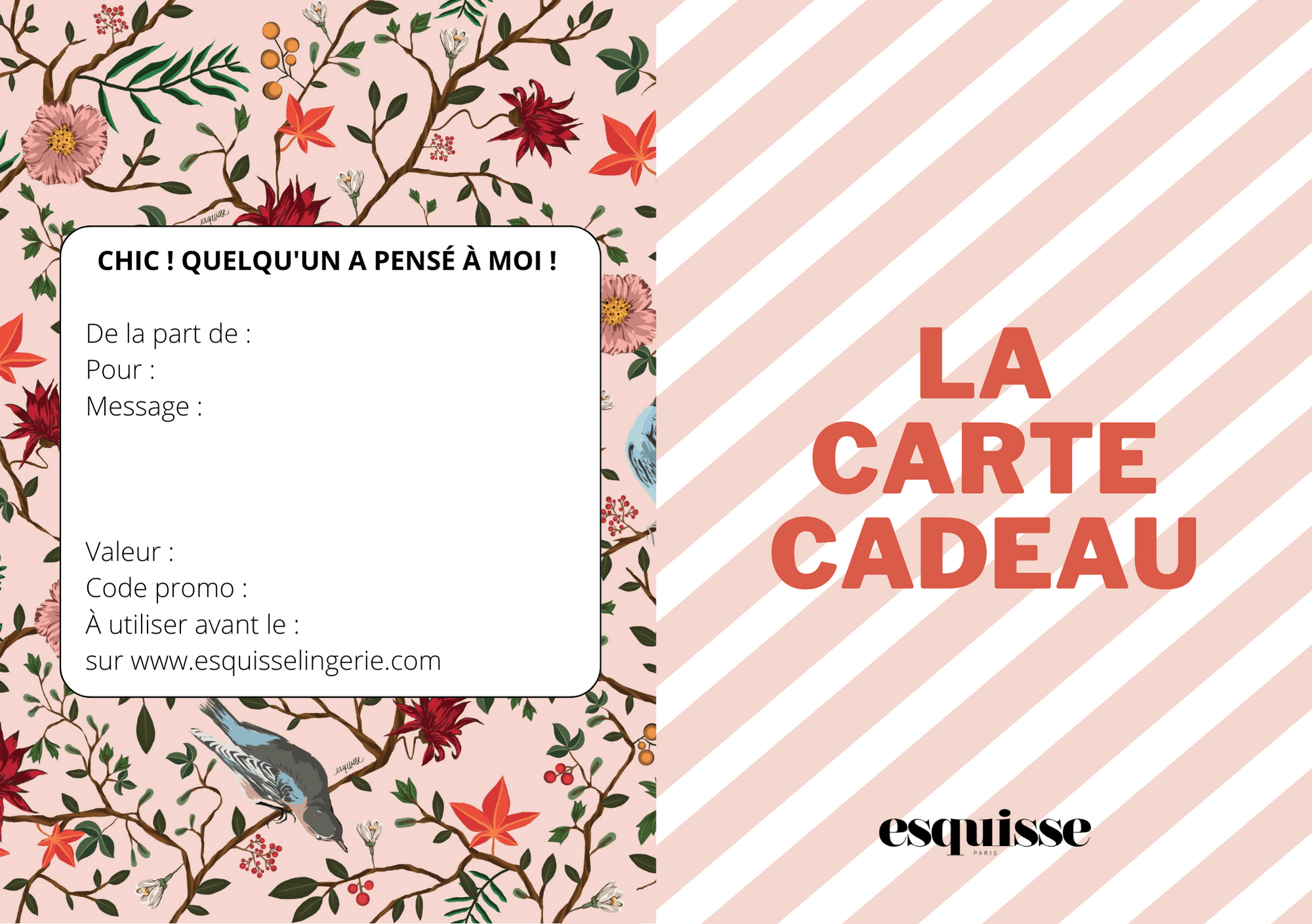 Esquisse lingerie E-Carte Cadeau