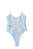 Petits Coeurs Bleus Printed Mesh Bodysuit