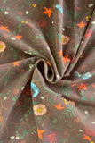 Coupon de tissu microfibre imprimé Canopée Marron