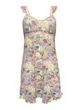 Eclosion Skin Printed Mesh Ruffled Slip Dress