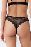 Tanga dentelle Velours noir Esquisse lingerie