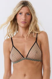 Pois Noirs Printed Mesh Bra