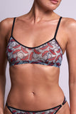 Hibiscus mesh crop top bra