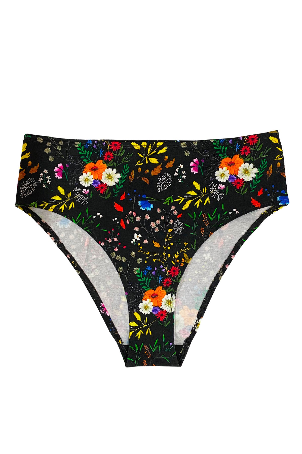 Organic Cotton High Waist Panty - Violette Flower Pattern